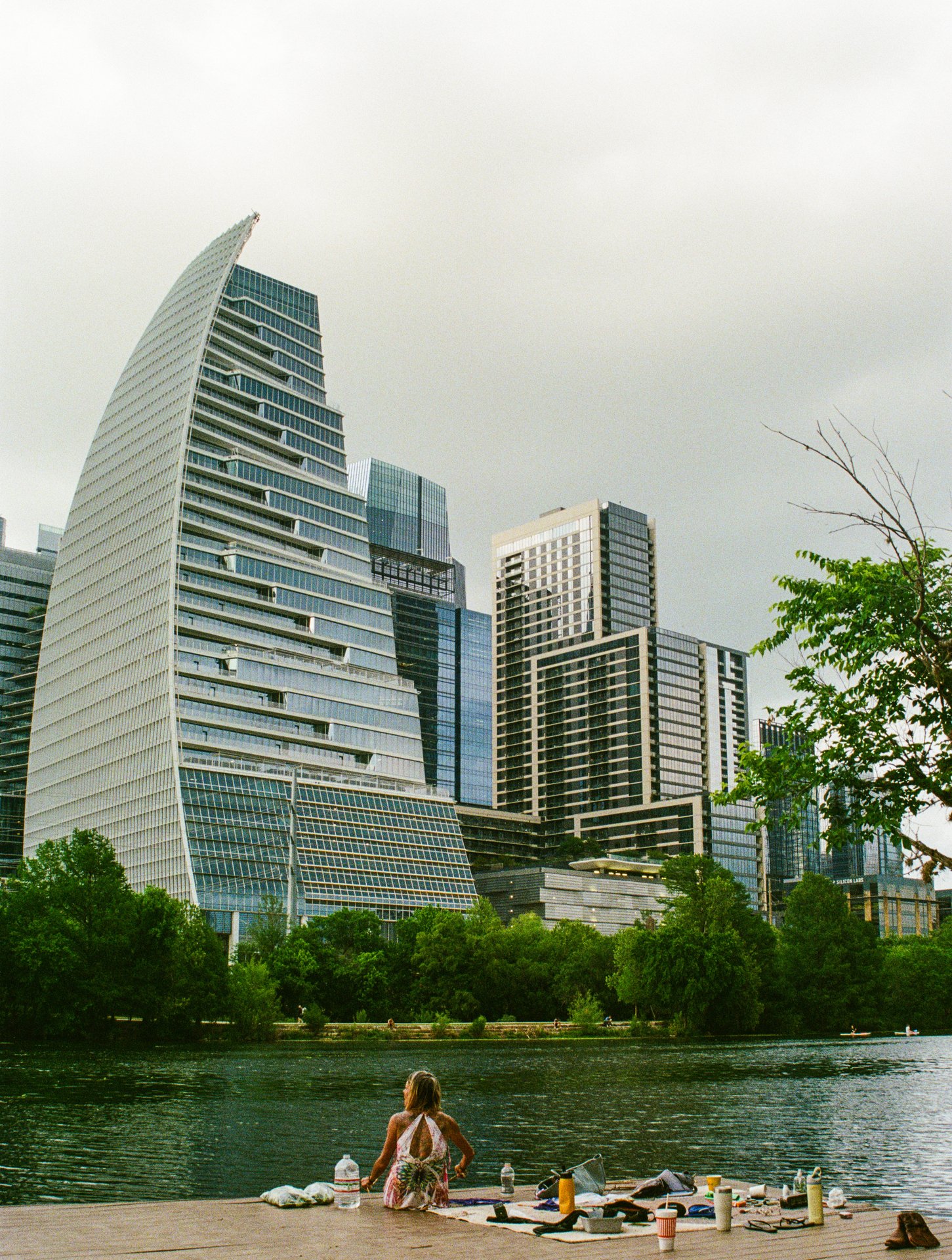 Girl Lakeside Austin Skyline